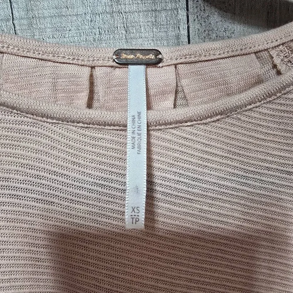 Free People FP Billie Blush Pink Bishop Sleeve Blouse XS Femme Girly Preppy Spri